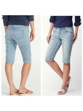 Tommy Bahama Denim Fade Away Wash Clam Digger Shorts Sz 14 Bermuda Modest